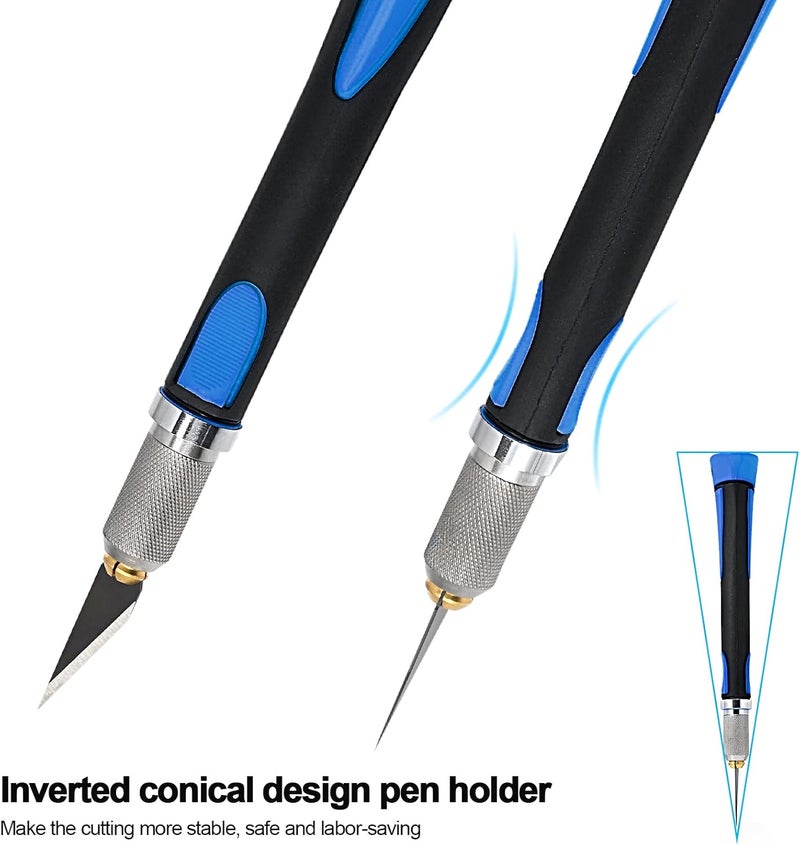 Ehdis Precision Hobby Knife Set Utility Craft Knife Kit with 10PCS Blades for Art, Working-Stencil, Scoring, Scrapbooking, Architecture Modeling, Crafting-Blue - Image 3